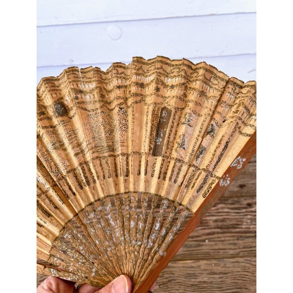 Antique 1880s Japan Rice Paper Hand Fan Bissel Vacuum Advertisement Hand Painted - Picture 6 of 16